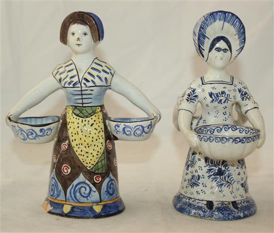 Two Delft figural salt cellars, 19th century(-)